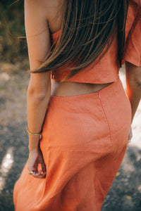 MATILDA DRESS - Orange Linen