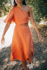 MATILDA DRESS - Orange Linen