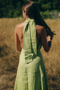 MARION DRESS - Green Linen